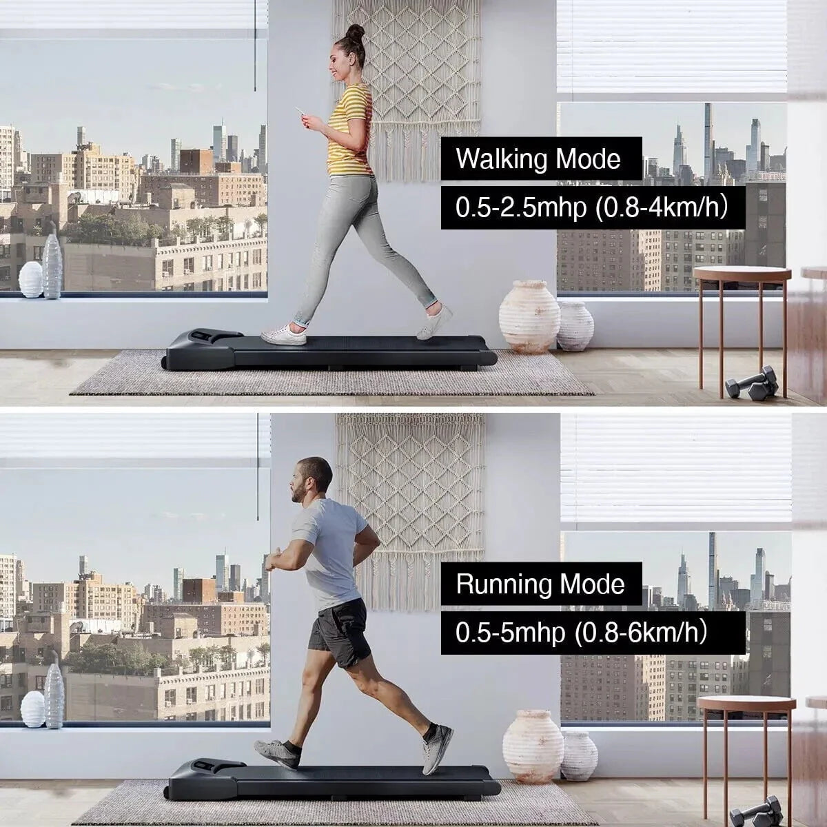 Walking Pad Under Desk Electric Treadmill White A906