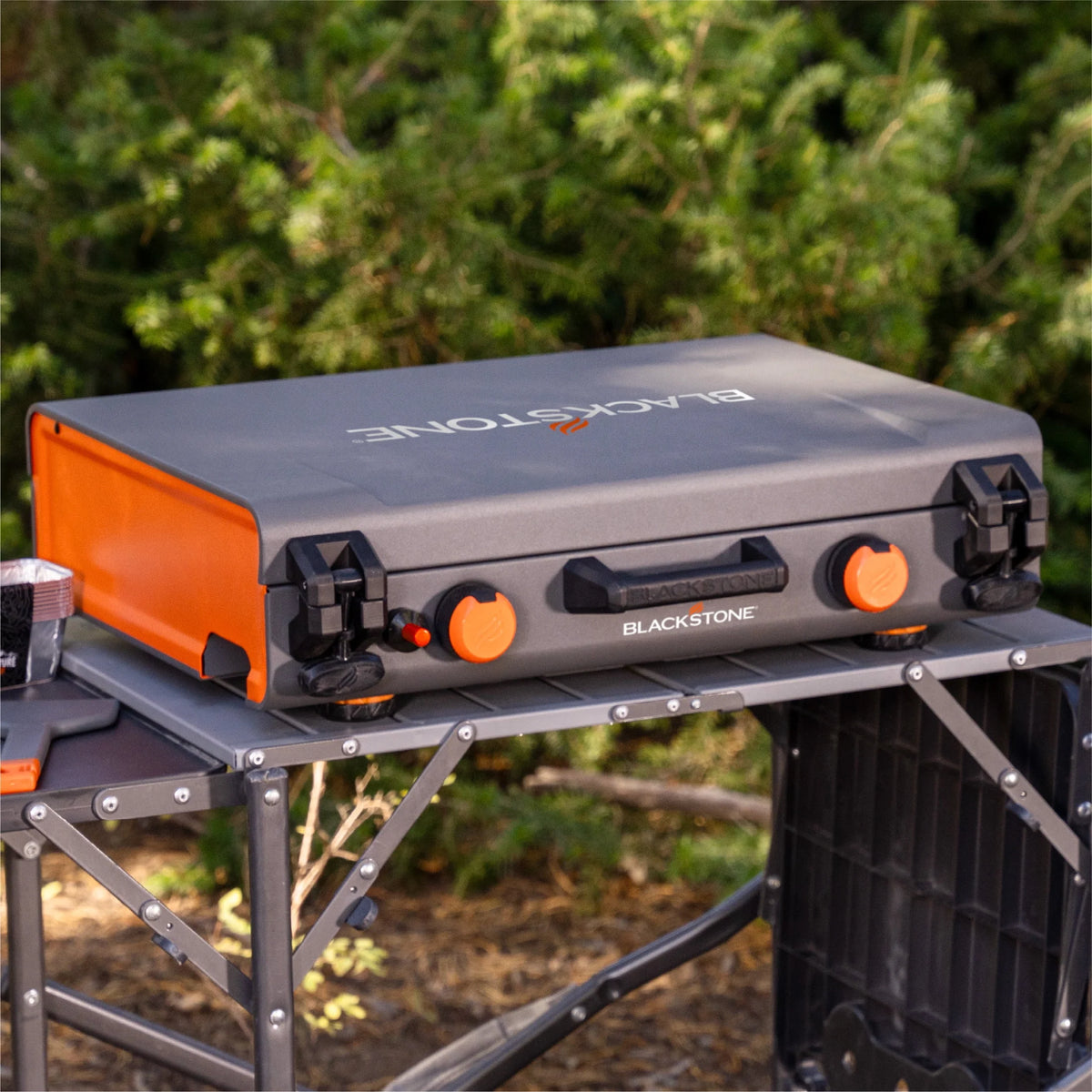 2-Burner Propane Camping Griddle with Hood and Handle P26059