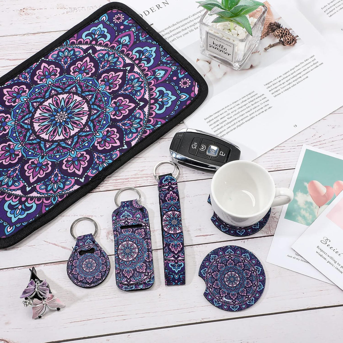 Purple Mandala Car Accessories Set D6859