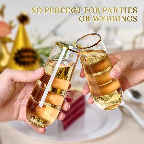 24 Pack 9 Oz Gold Rim Shatterproof Champagne Flutes J12228