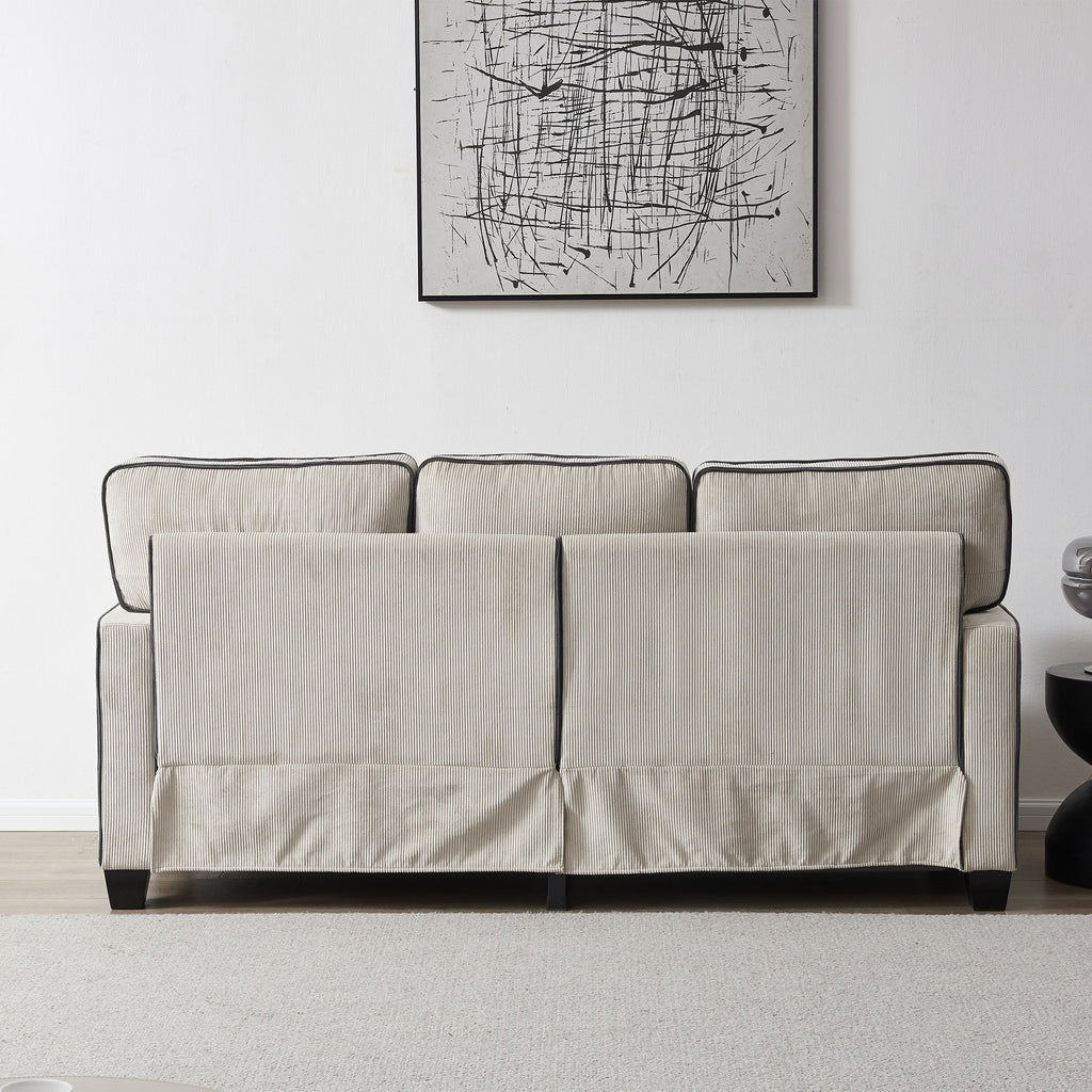 Beige Corduroy 3 Seater Sectional Sofa H381