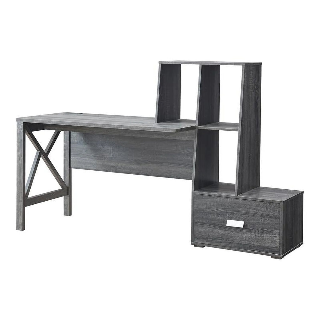 Contemporary Distressed Gray Wood Desk U1572