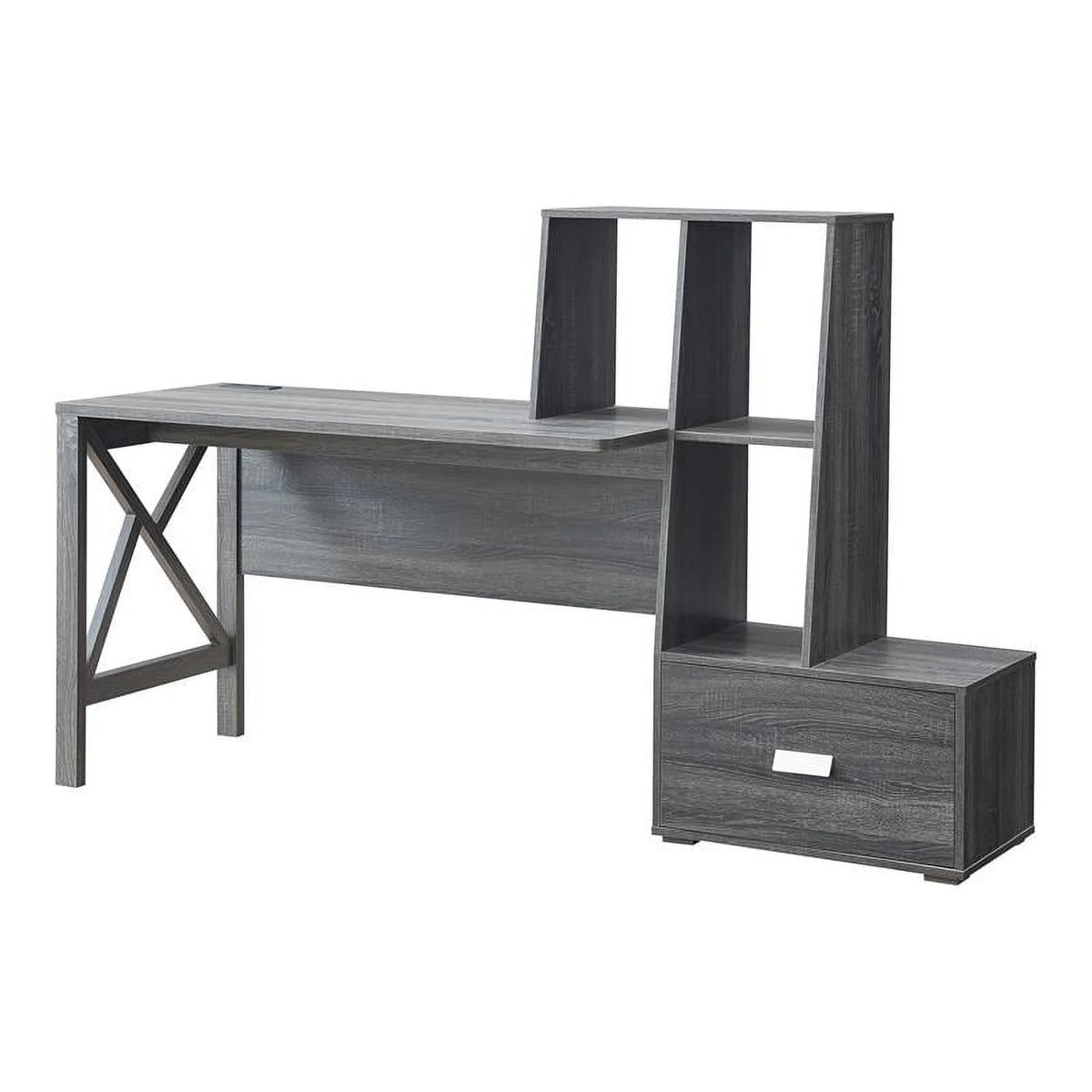 Contemporary Distressed Gray Wood Desk U1572