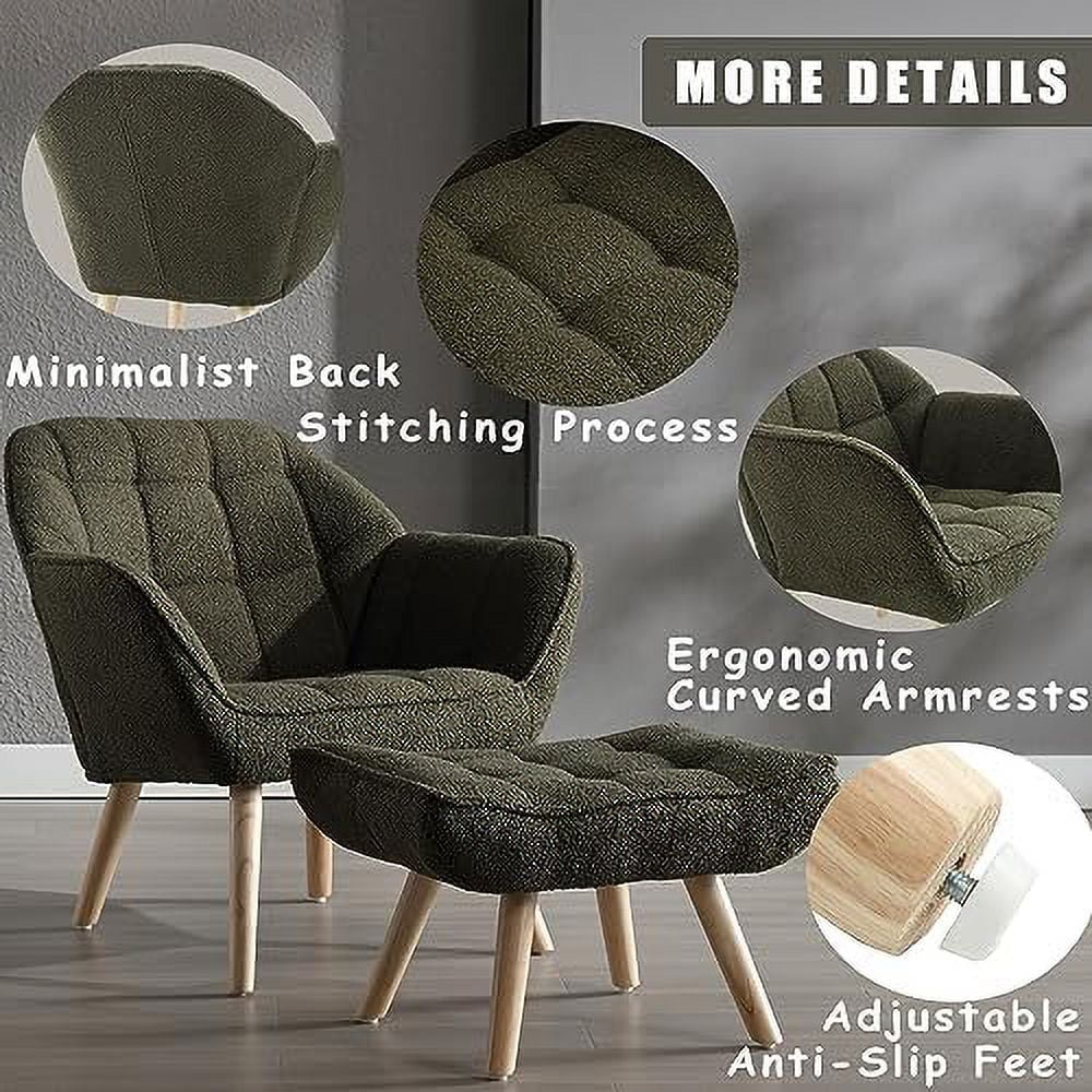 48" Small Upholstered Linen Loveseat Sofa with Wood Legs E543
