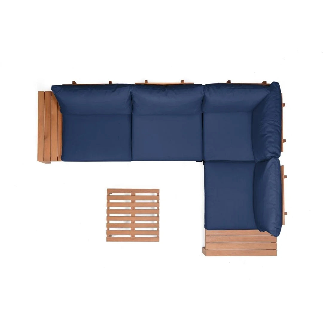 Teak Patio Conversation Set with Blue Cushions R770
