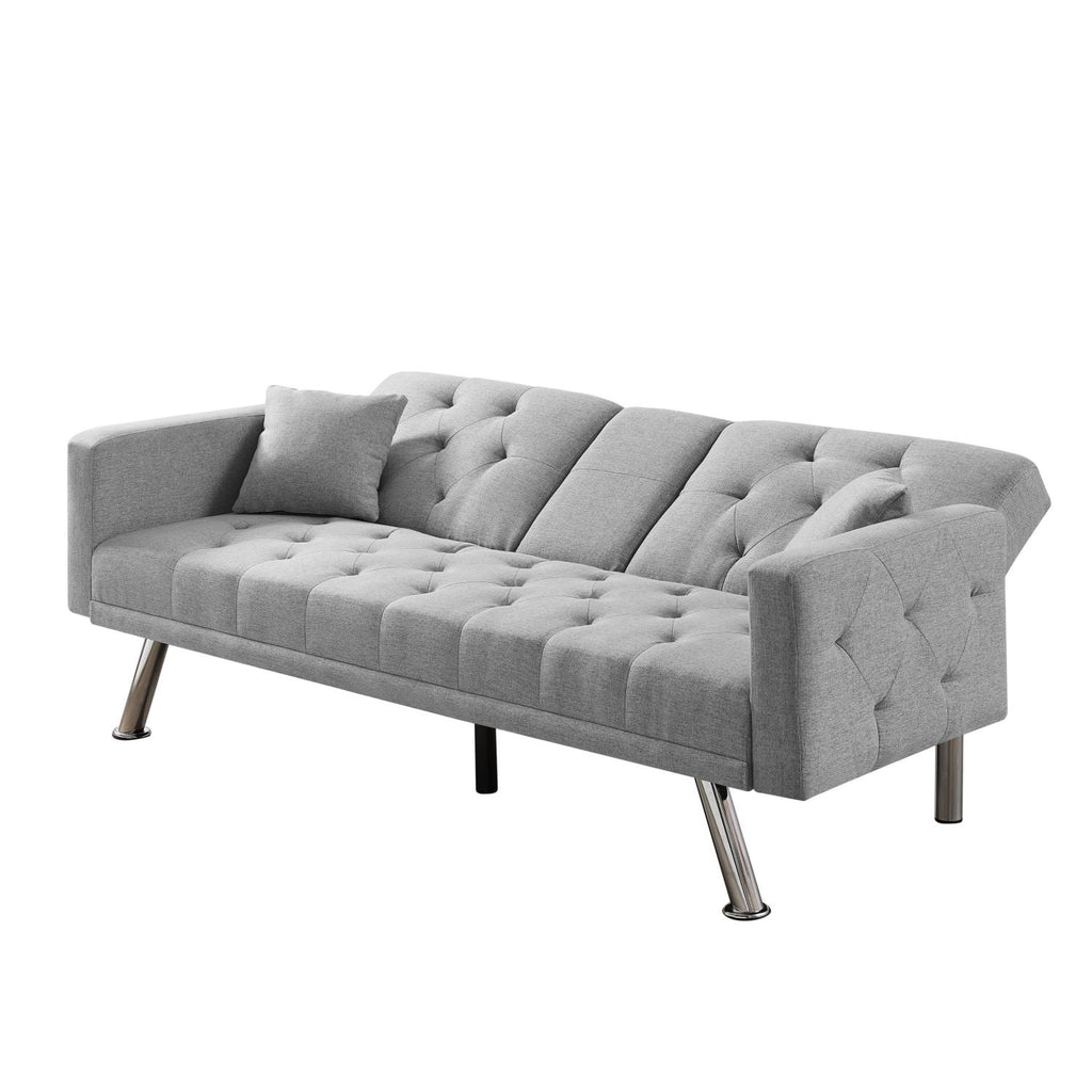 Grey Linen Convertible Sofa Bed Y996
