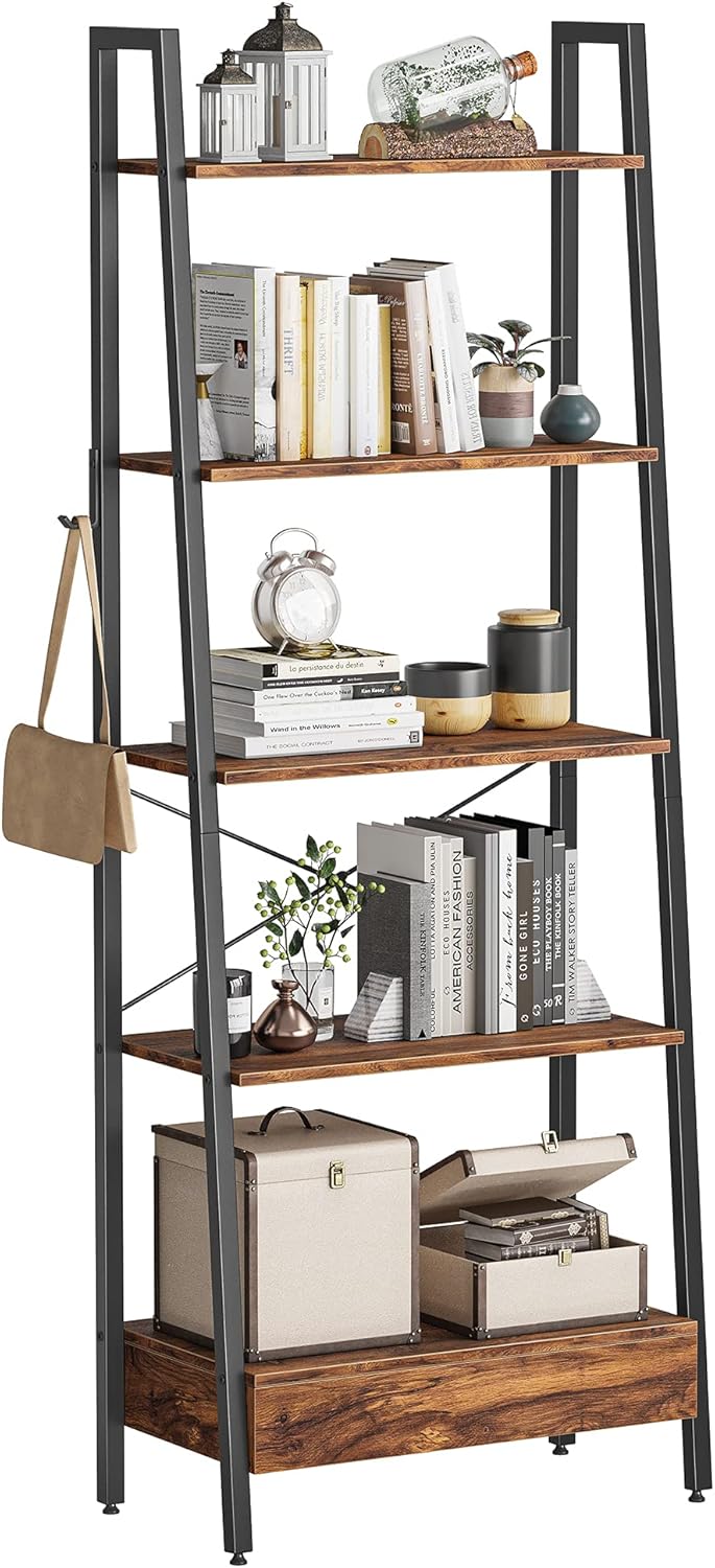 5-Tier Ladder Shelf with Drawer L339