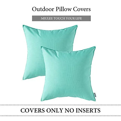 Pack of 2 Waterproof Outdoor Pillow Covers 18x18 Inch Light Green C52382