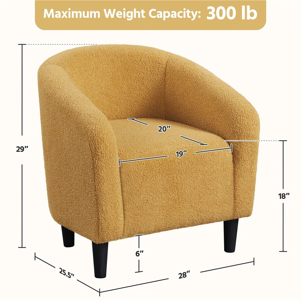 Mustard Yellow Upholstered Barrel Accent Chair J392