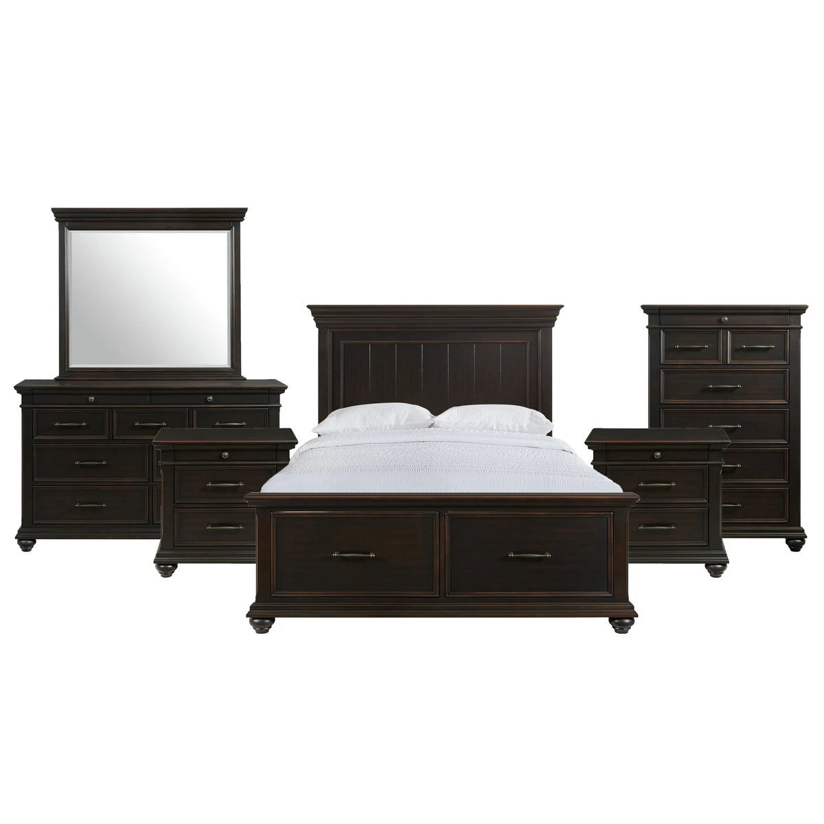 Black Queen Platform Storage 6PC Bedroom Set A302