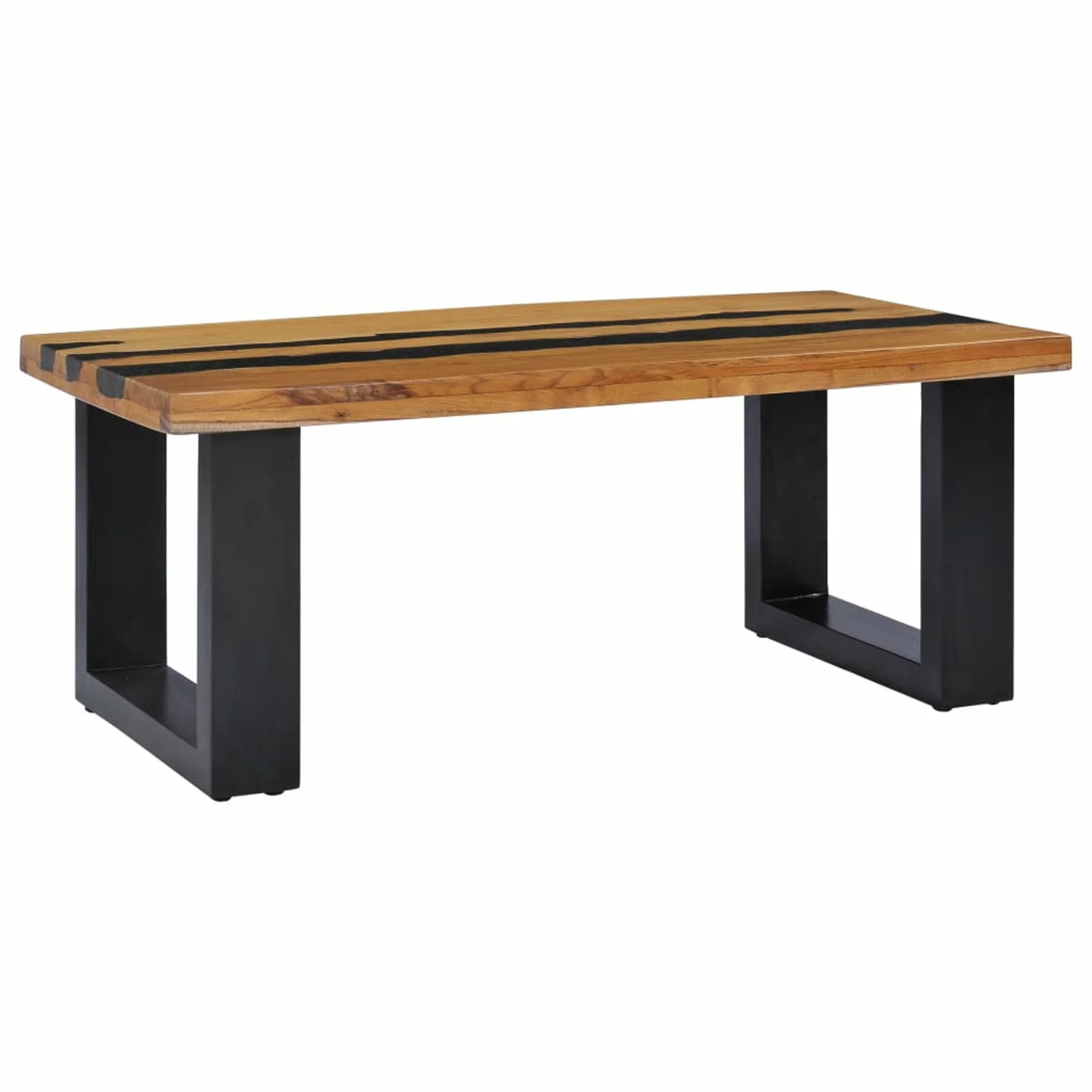 Solid Teak Wood and Lava Stone Coffee Table C15684
