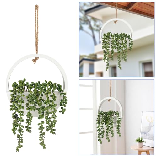2 Pcs Artificial Hanging Succulents Plants in Pot with Lanyard J2393