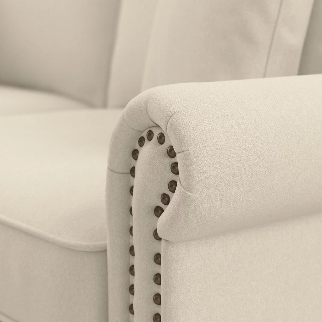 Cream Herringbone Fabric Sofa D85521