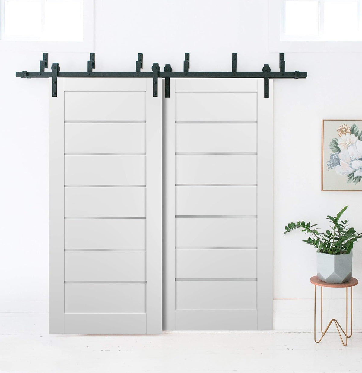 White Silk Frosted Opaque Glass Barn Door Panel 30 x 84 I936544