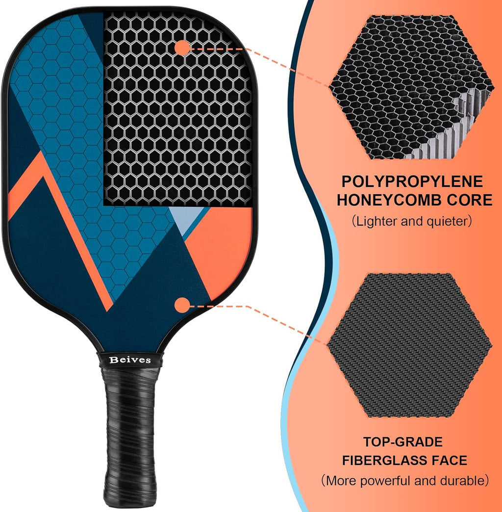 Set of 4 Lightweight Pickleball Paddles with Carry Bag A624