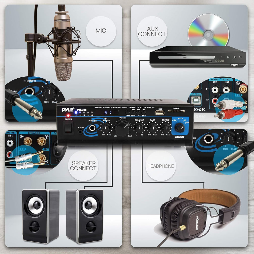 2X120W Dual Channel Stereo Power Amplifier G523