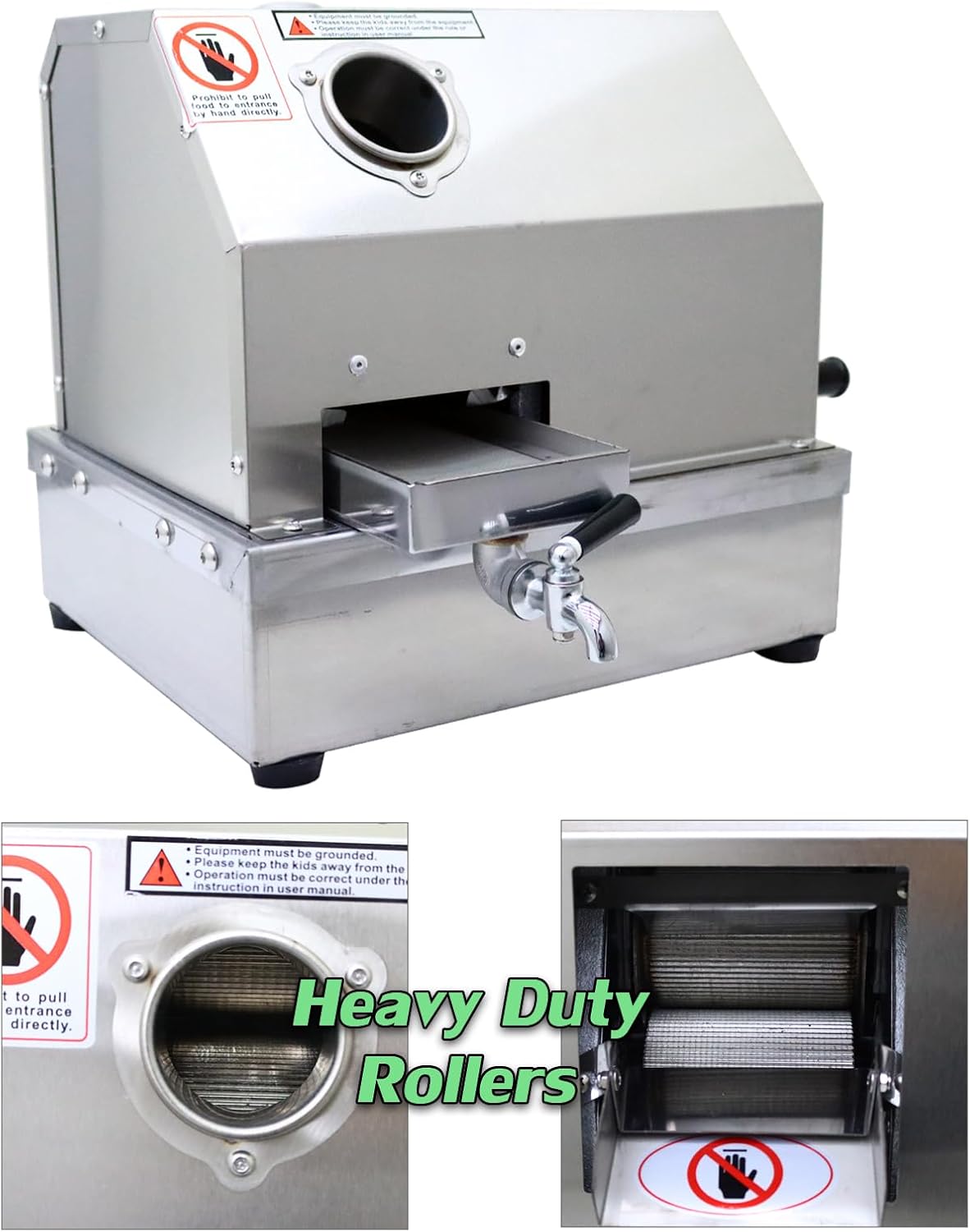 Commercial Sugar Cane Press Juicer Machine with 2 Peeling Knives W4973