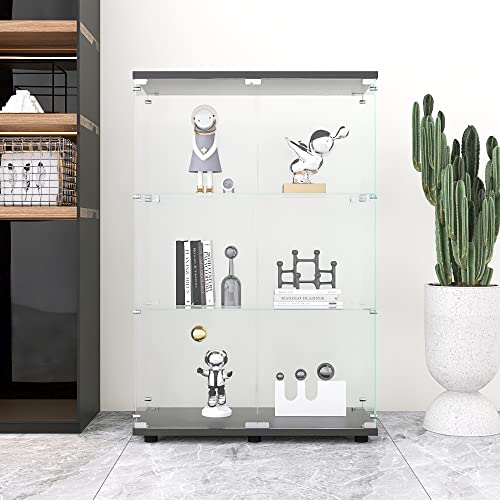 White Glass Display Cabinet with 3 Shelves, 49.3" H x 16.7" W x 14.3" D U839
