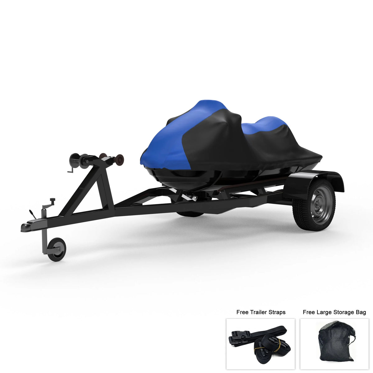Blue / Black Jet Ski Cover with Trailer Straps and Storage Bag I842334