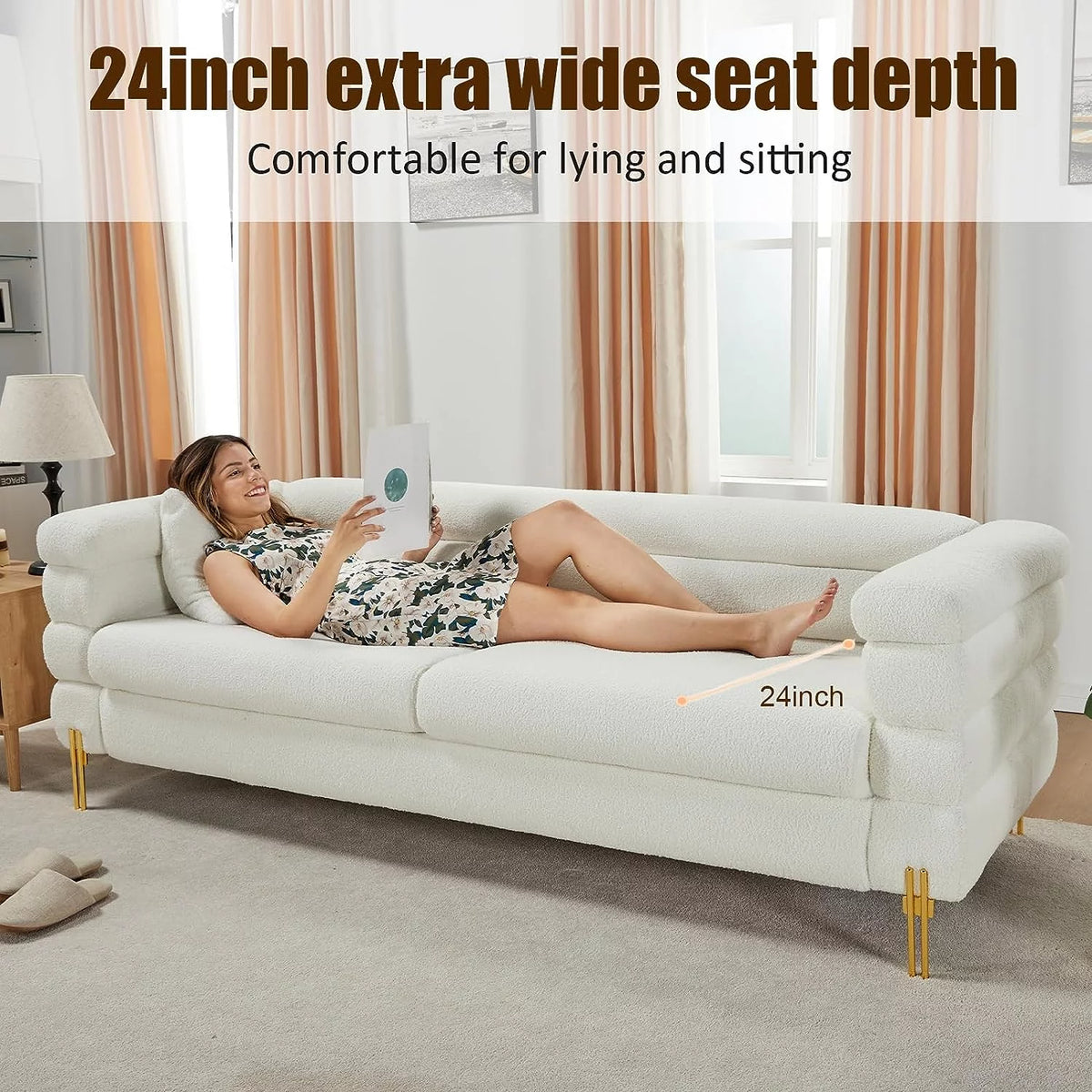 White 85 inch 3 Seat Sofa P818198