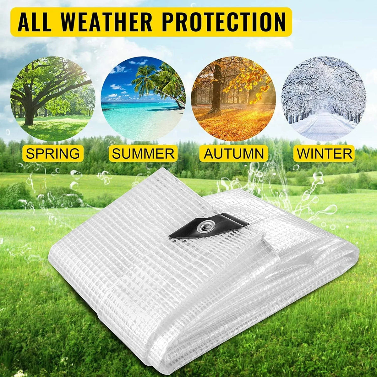 Clear Heavy Duty Waterproof Poly Tarp with Grommets (8 X 10 FT) P23478