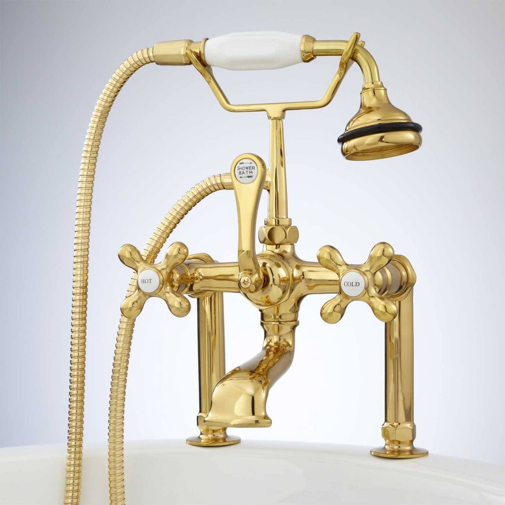 Polished Brass Deck Mount Tub Faucet Q81228