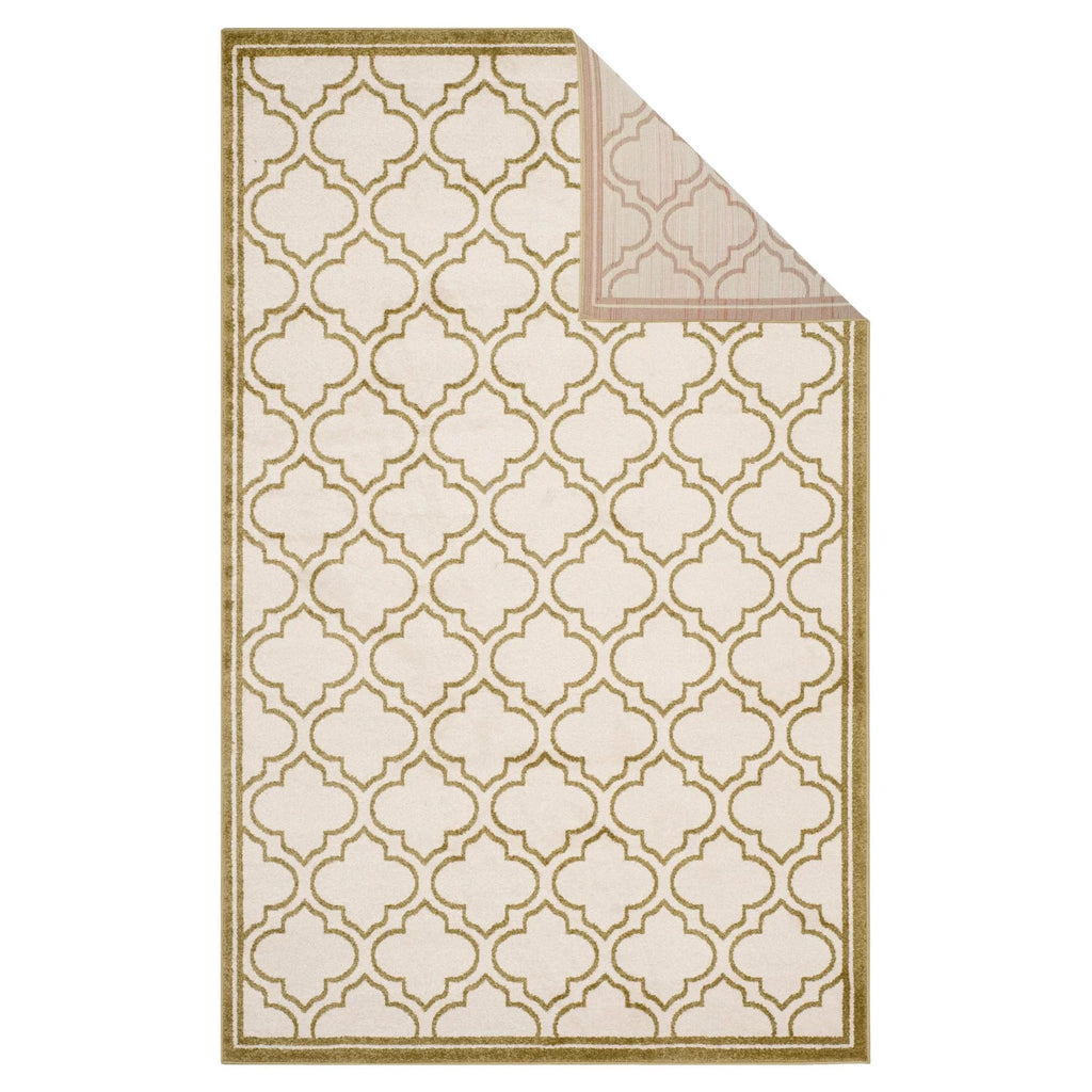 Ivory Light Green Geometric Area Rug 2'6" x 4' O993
