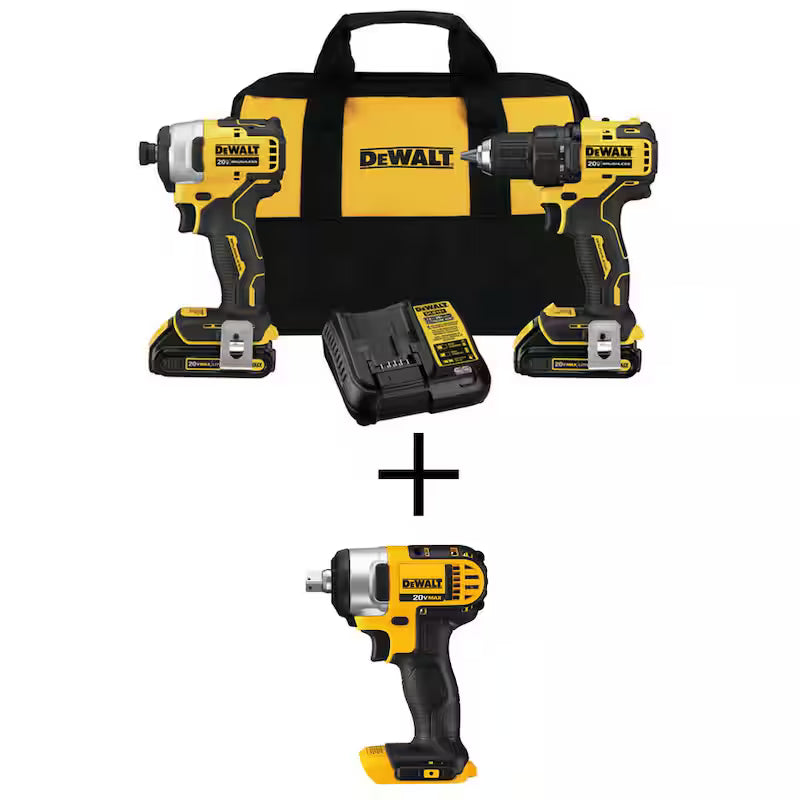 20V MAX Cordless Brushless Compact Drill/Impact 2 Tool Combo Kit D772