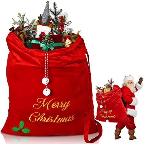 Burgundy Velvet Christmas Drawstring Gift Bags M322