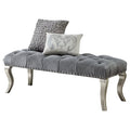 Gray Fabric Upholstered Bench with Nailhead R60506