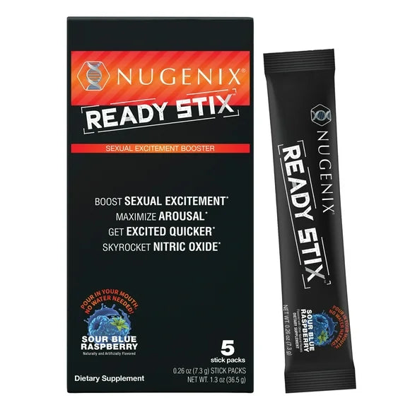 Men's Excitement Booster Supplement 5 Packets Powder Sour Blue Raspberry Q75615