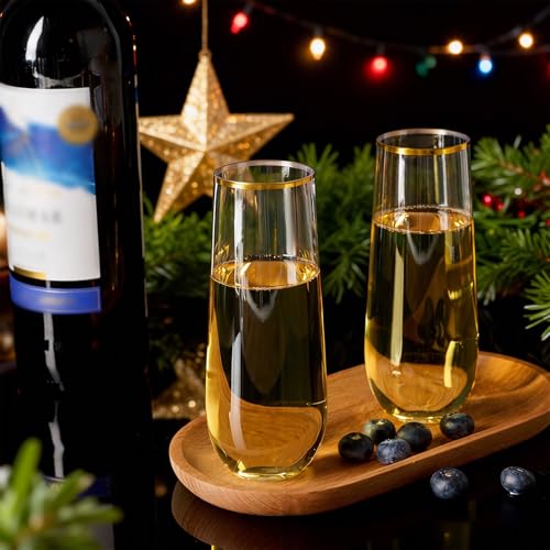24 Pack 9 Oz Gold Rim Shatterproof Champagne Flutes J12228