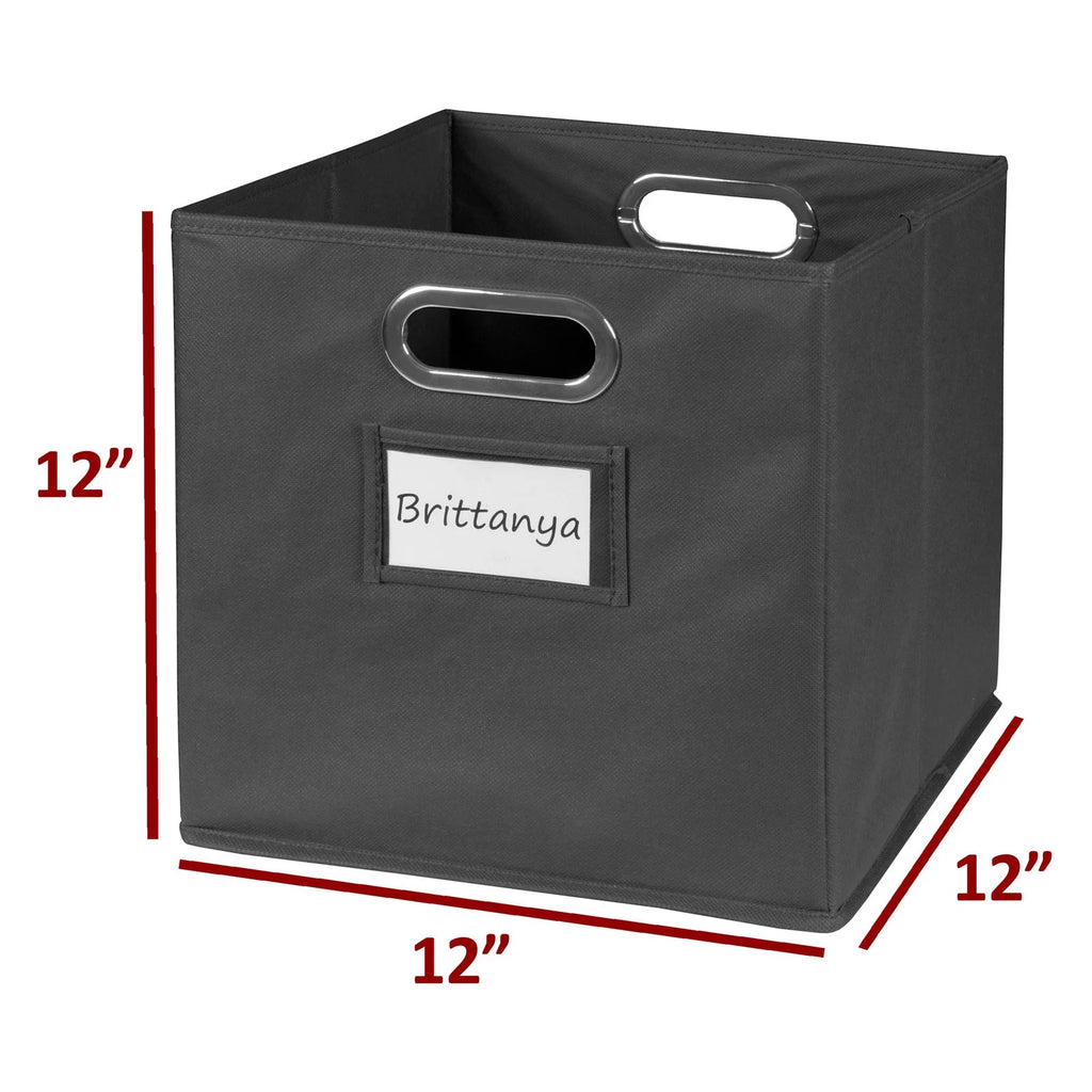 White Storage Sets with Foldable Fabric Storage Bins F96315