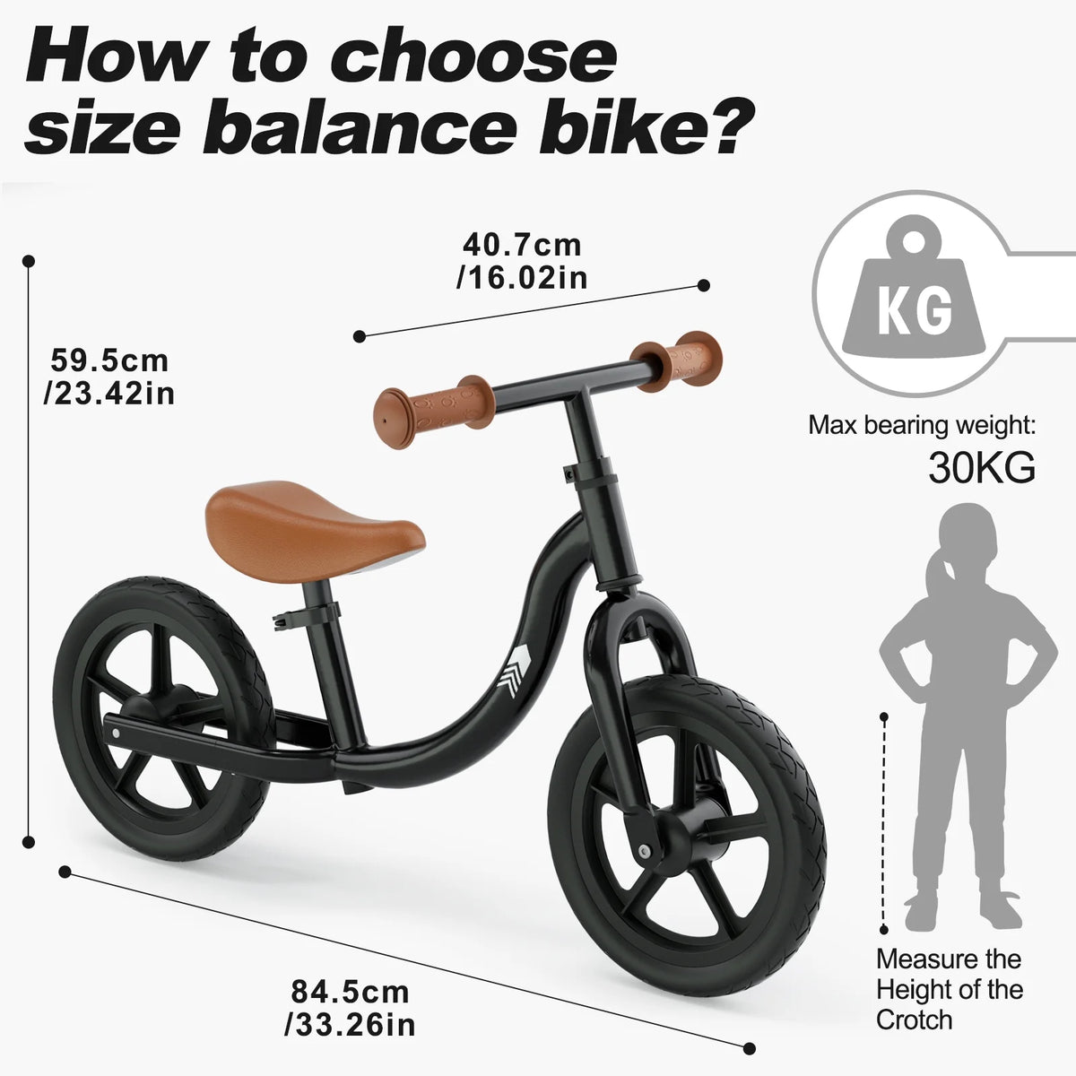 Lightweight No Pedal Toddler Balance Bike with Adjustable Handlebar and Seat F389
