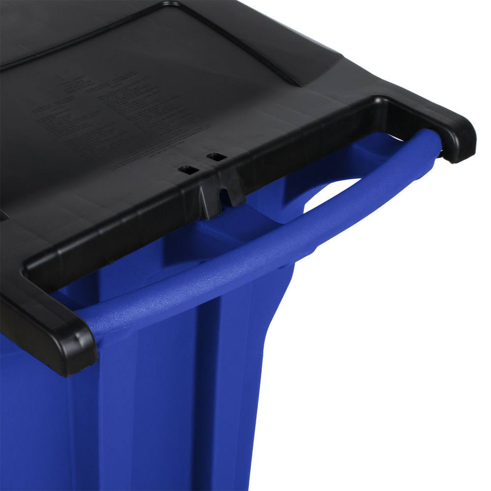 Blue 95 gal Square Rollouts with Casters J999880