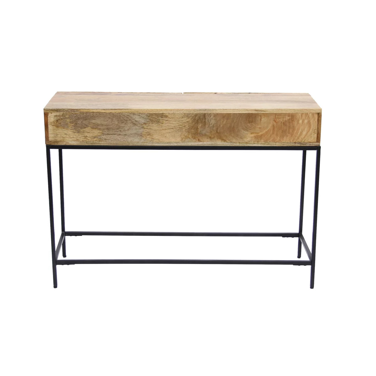Brown Mango Wood and Metal Console Table with Two Drawers A1623