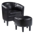 Contemporary Faux Leather Accent Chair with Ottoman in Black O40737