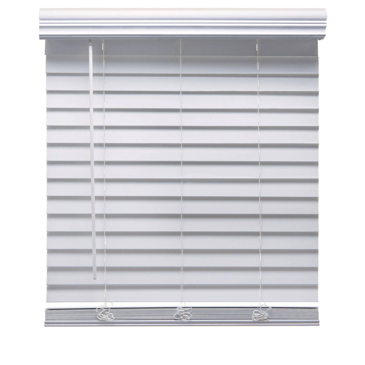 White Cordless Faux Wood Blind B360