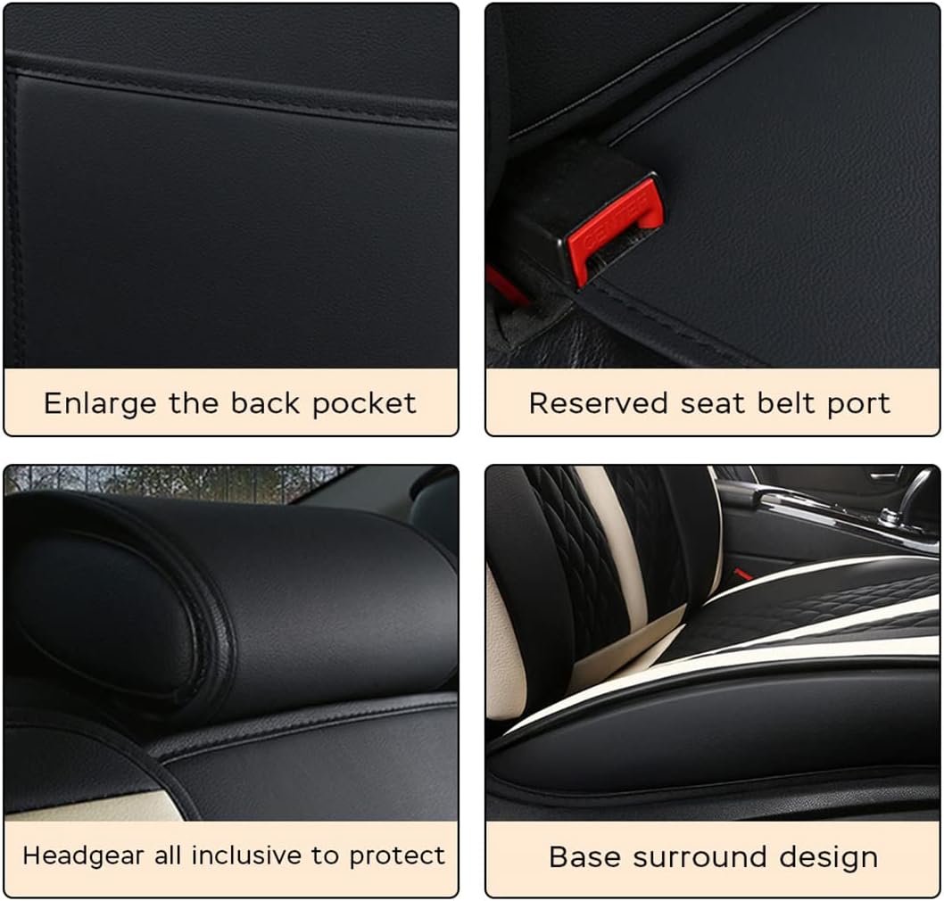 Car Seat Covers 5-Seat Black Beige F833495