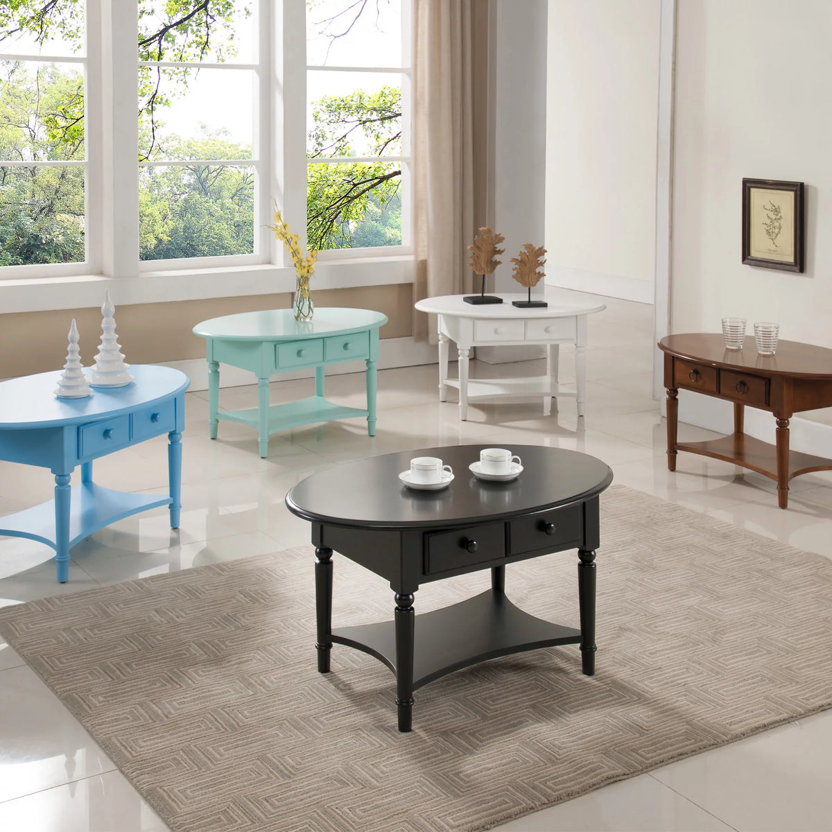 Oval Coffee Table in Orchid White A98588