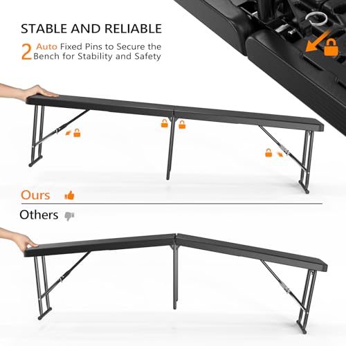 White 6 Feet Plastic Folding Bench, 2 Pack J125