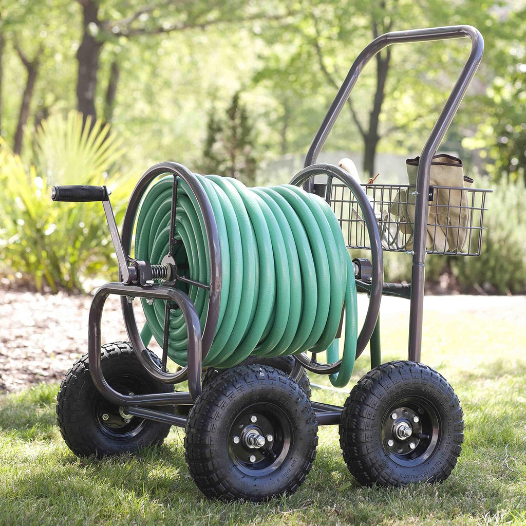 Bronze 4 Wheel Garden Hose Reel Cart R42669