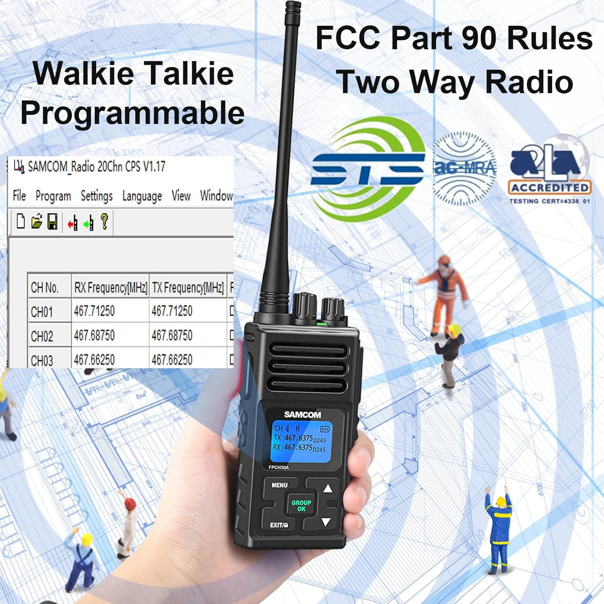 6 Packs UHF Two Way Radio with Earpieces B235