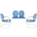 3Pc White Gloss Outdoor Metal Conversation Set V50841