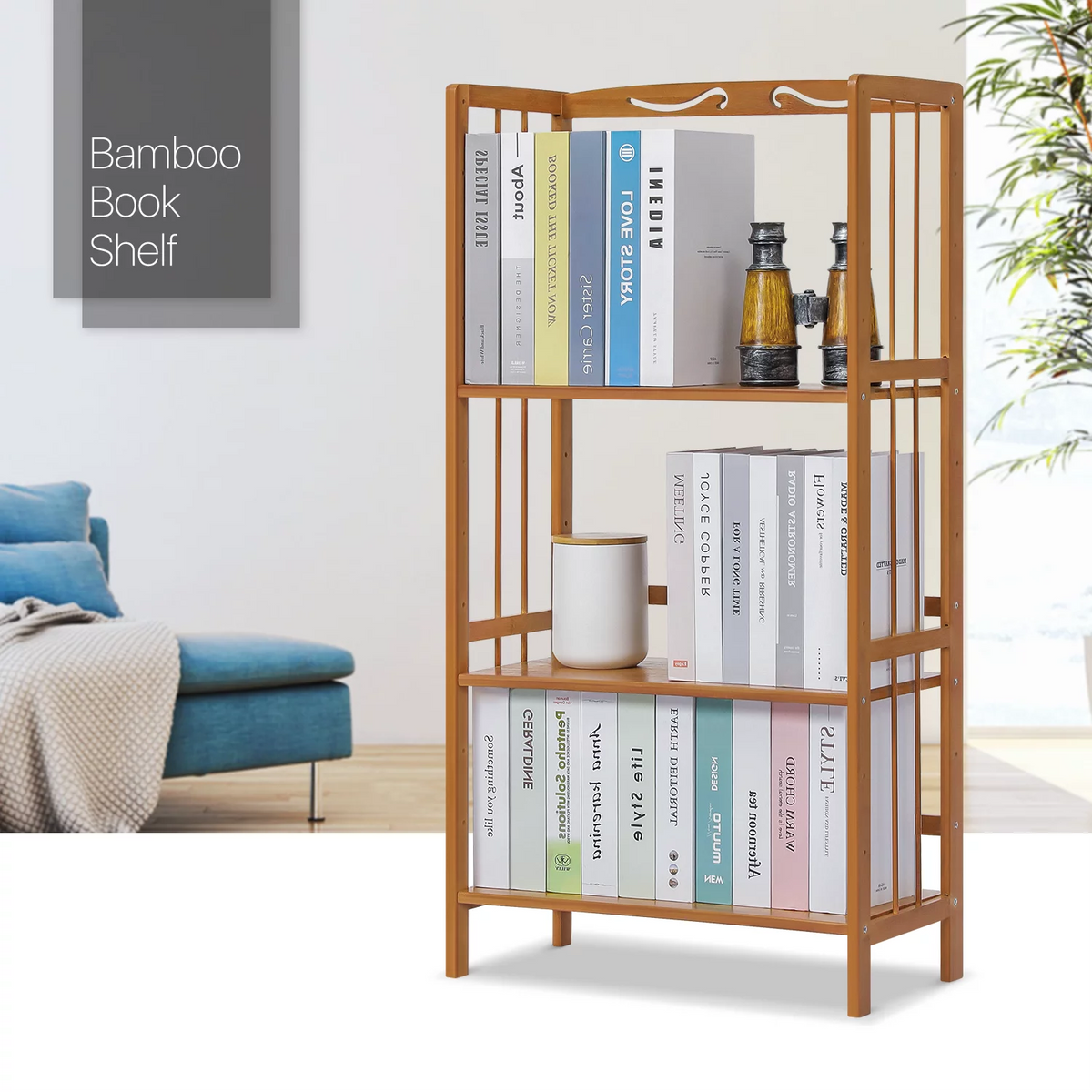 Bamboo 3 Shelves Adjustable Bookshelf R966