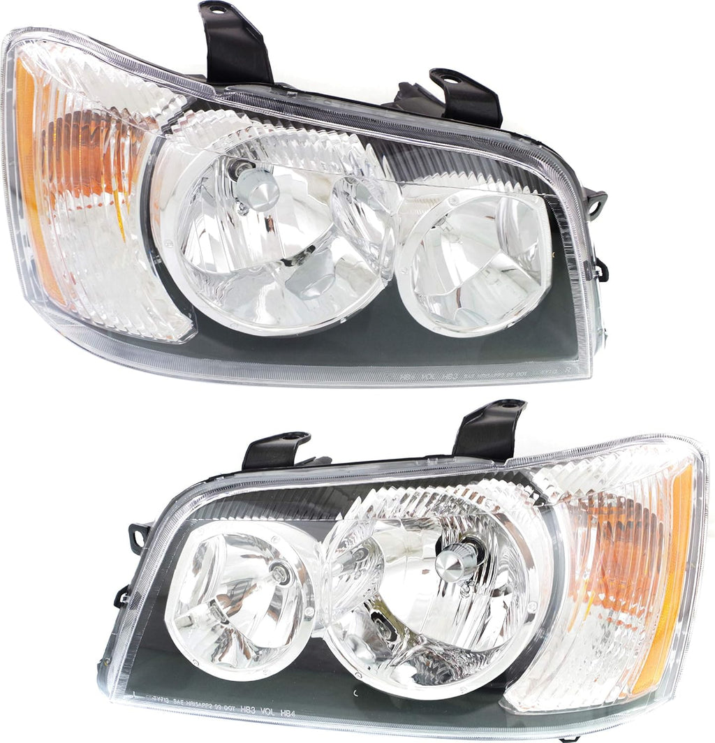 Headlight Set of 2 Clear Lens Halogen With bulbs Q61528