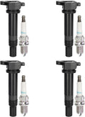 Set of 4 Ignition Coils & Spark Plugs Compatible with Kia Rio Hyundai Accent 1.6L R7054