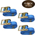 E Track Ratcheting Cargo Tie-Down Straps, Blue Polyester, 2 x 20' A480