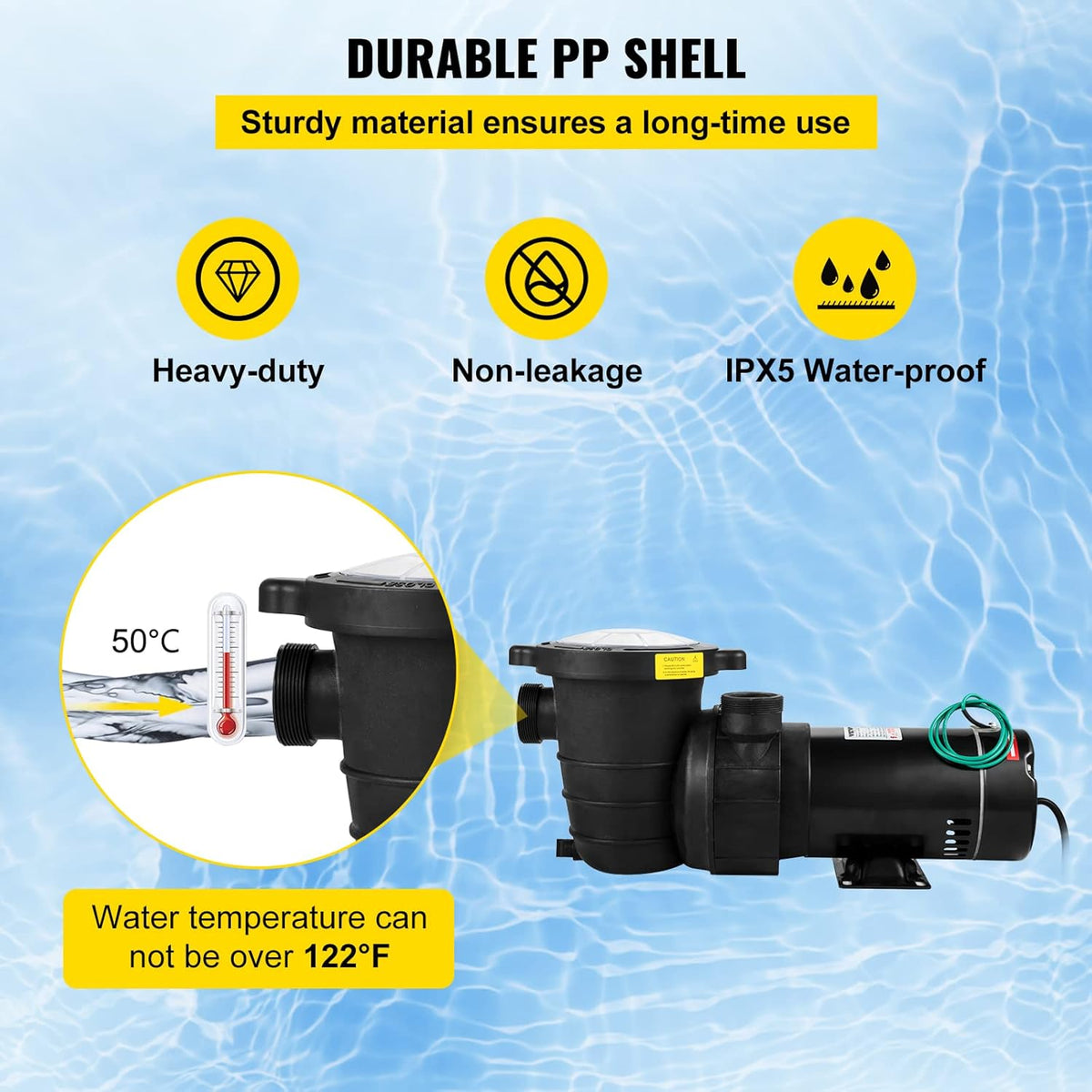 1HP 110V 5220GPH Self-priming Swimming Pool Pump with Strainer Basket and 2pcs 1-1/2'' NPT Connectors D844