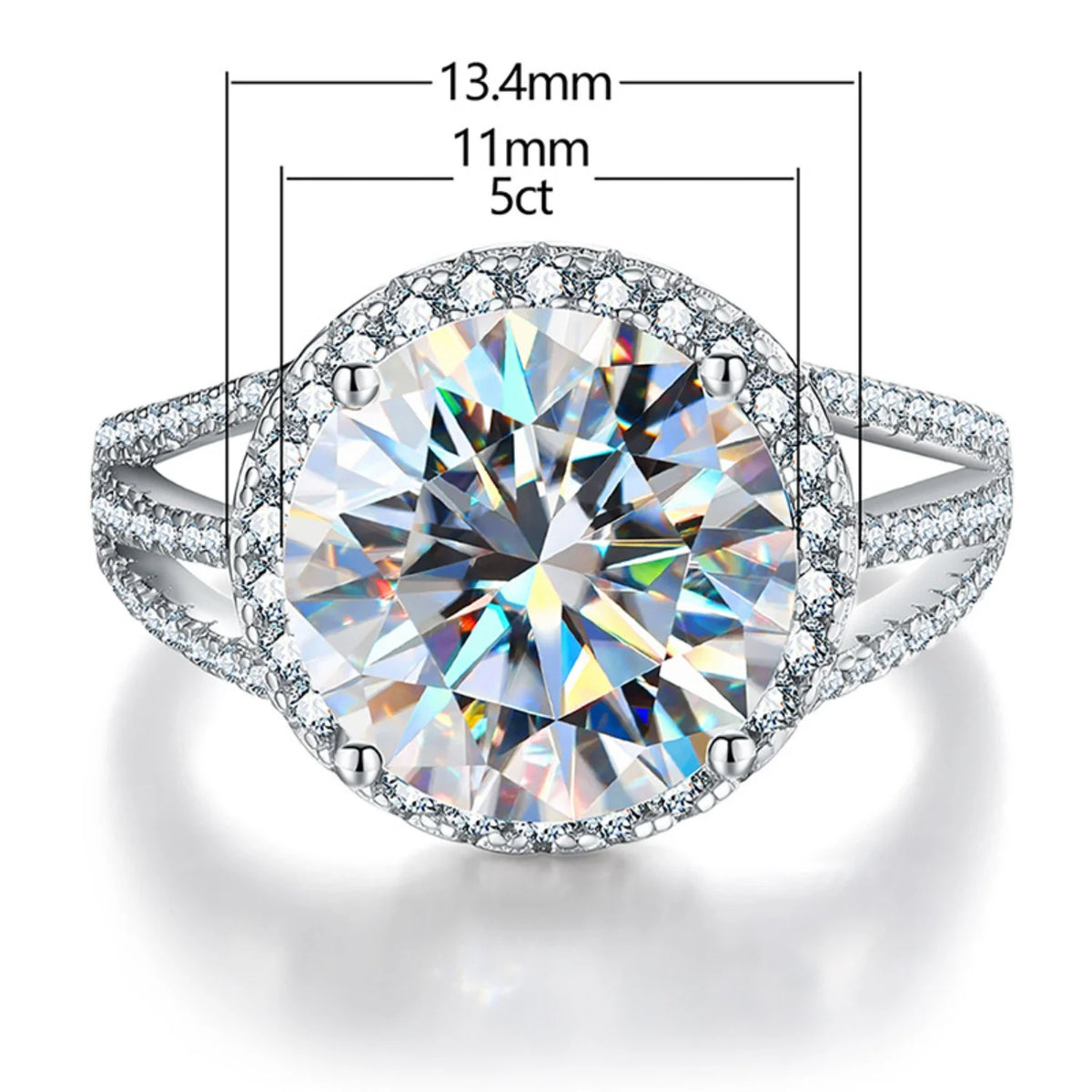 5ct Round Cut Moissanite 925 Sterling Silver Ring Q31563